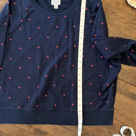 J.Crew Vintage Fleece Sweatshirt with Tiny Hearts Pattern - Picture 7 of 7